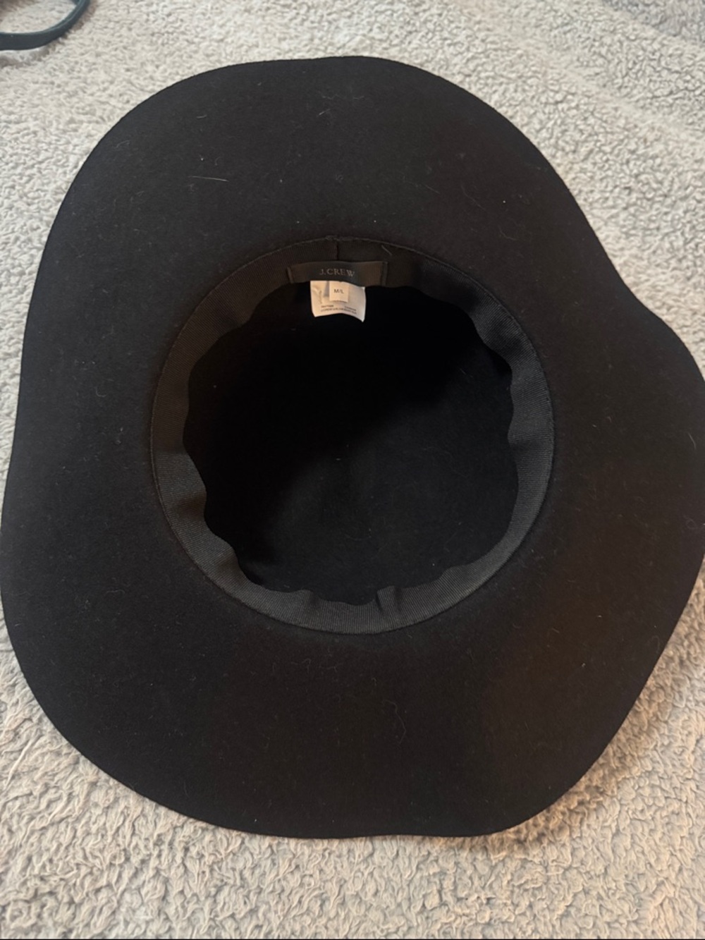 J Crew Classic Black Wide-Brim Wool Hat - Picture 2 of 3